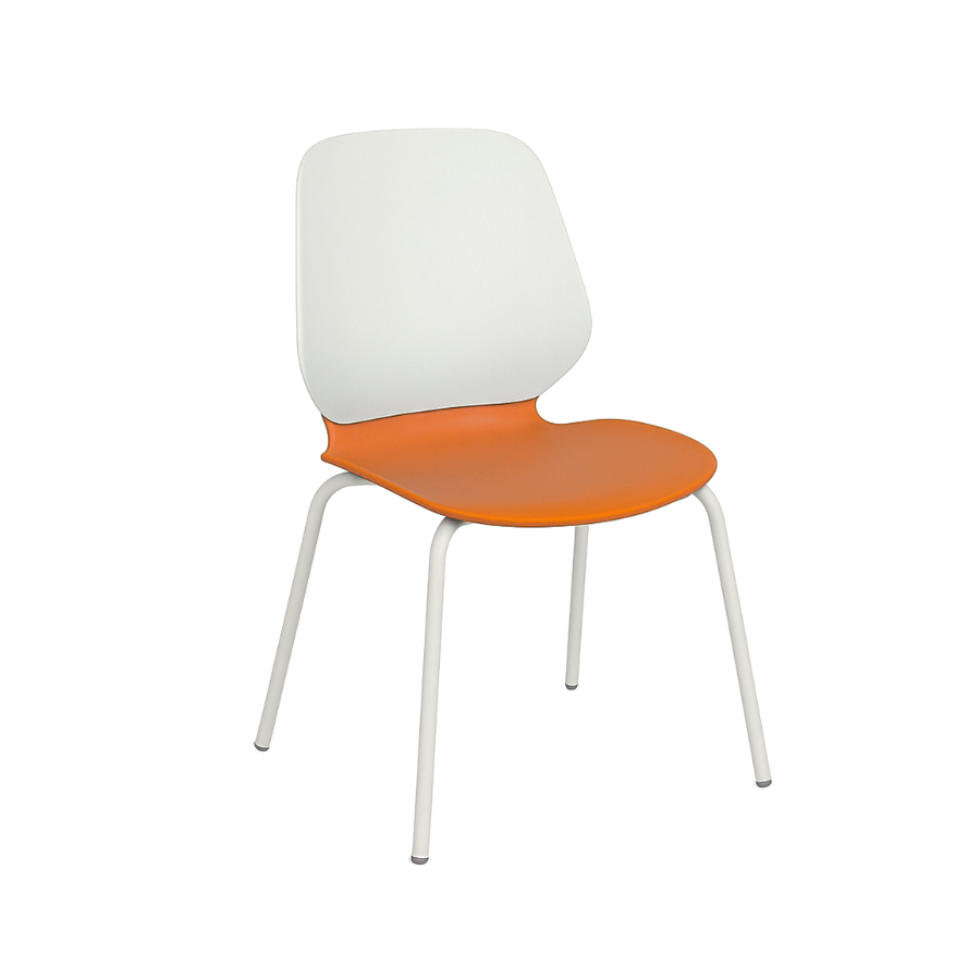 Стілець з високоякісного поліпропіленового моноблоку, з гачком на спинці, на круглій металевій трубі, АЛМАНТ, 500х570х900 мм, (h=460 мм).